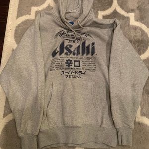 Gray Grey Hoodie Asahi Mens Size L